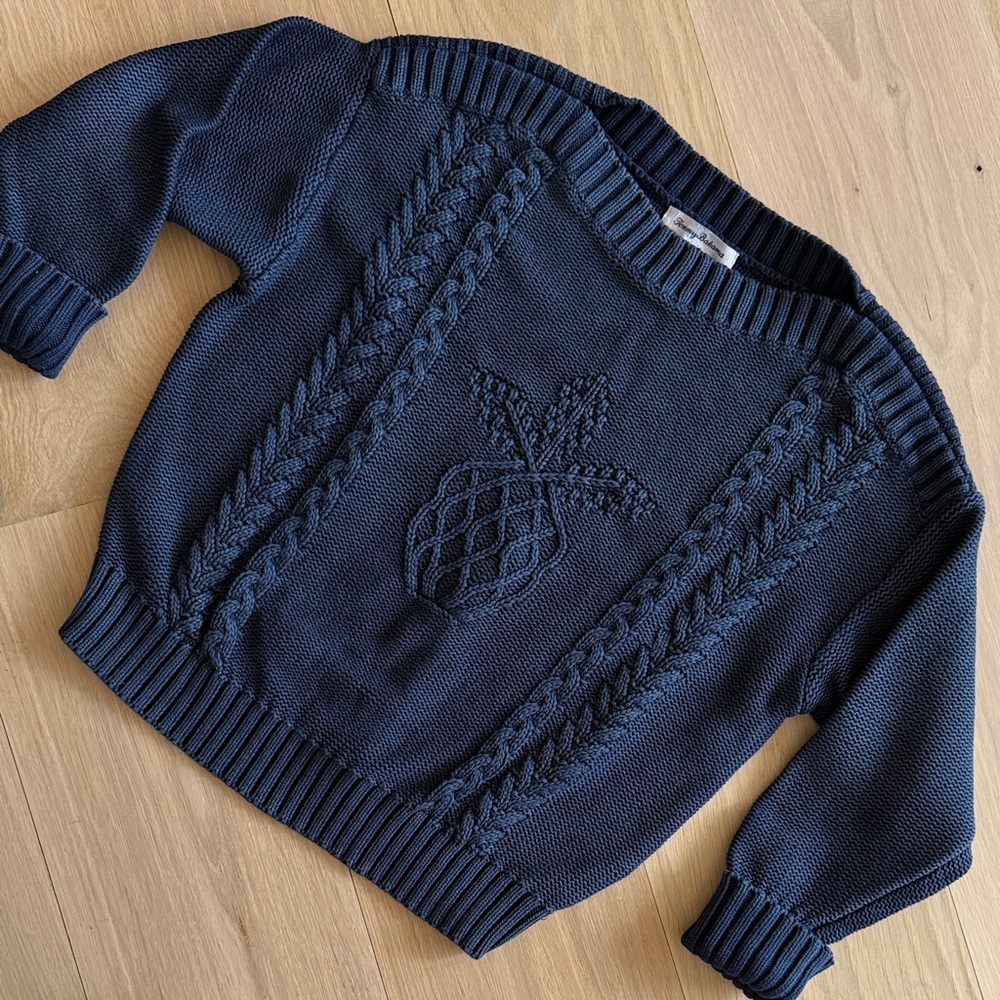 Tommy Bahama Women’s Navy Cable Knit Pineapple Sweater